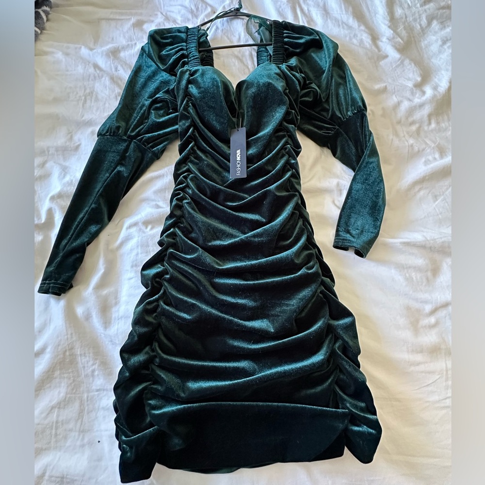 Fashion Nova green emerald dress NWT